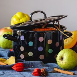 Cratita cu capac Metalac Pastel Dots 22cm (Black) Thumb