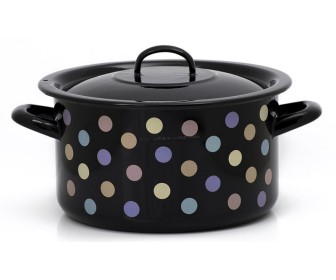 Cratita cu capac Metalac Pastel Dots 22cm (Black)