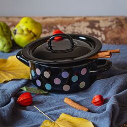 Cratita cu capac Metalac Pastel Dots 7L (Black) Thumb