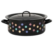 Cratita cu capac Metalac Pastel Dots 7L (Black)