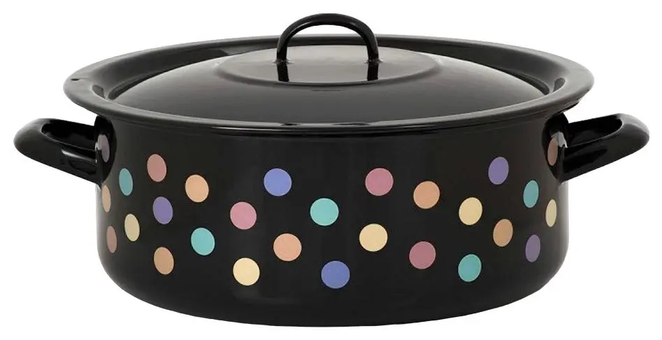 Cratita cu capac Metalac Pastel Dots 7L (Black)