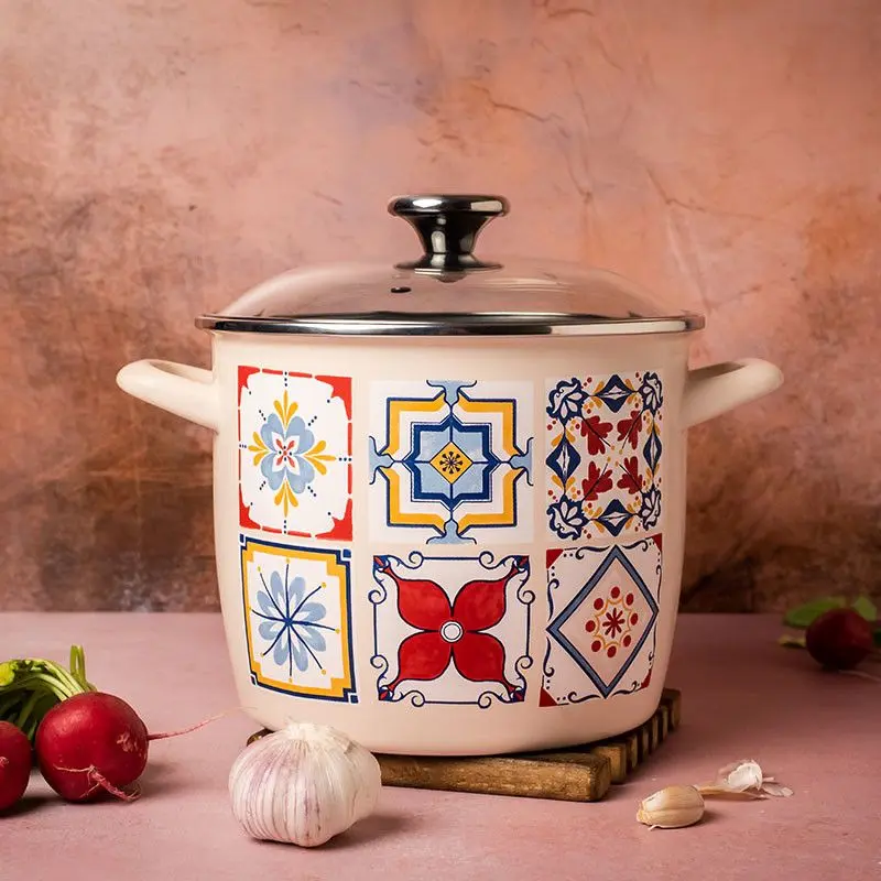 Oala cu capac Metalac Porto 5.1L (Beige/Black)