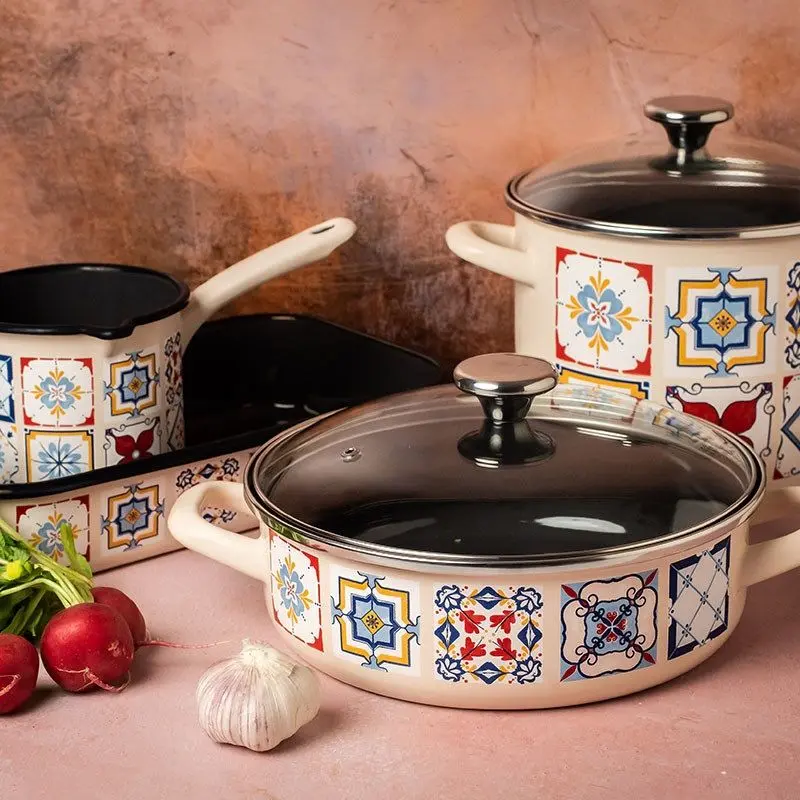 Oala cu capac Metalac Porto 5.1L (Beige/Black)