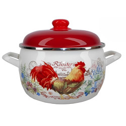 Oala cu capac Metalac Rooster 57029 2.2l (White/Red)