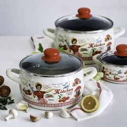 Кастрюля с крышкой Metalac Singing Cook 7.5L (Beige/Black) Thumb