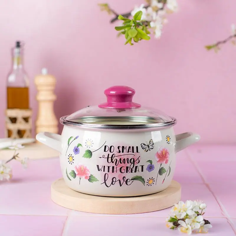 Oala cu capac Metalac Small Things 1.5L (White/Pink)