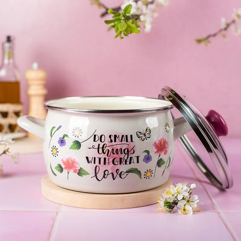 Oala cu capac Metalac Small Things 1.5L (White/Pink)