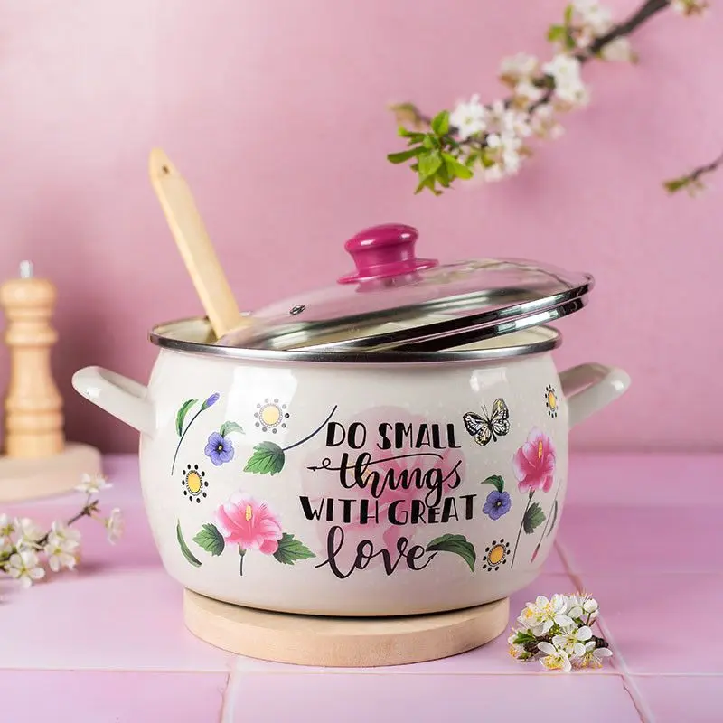 Oala cu capac Metalac Small Things 1.5L (White/Pink)