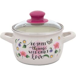 Oala cu capac Metalac Small Things 3.1L (White/Pink)