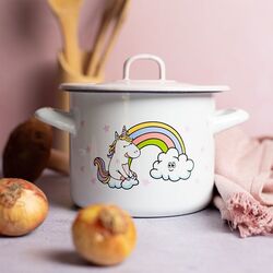 Кастрюля с крышкой Metalac Unicorn 1.5L (White/Pink) Thumb