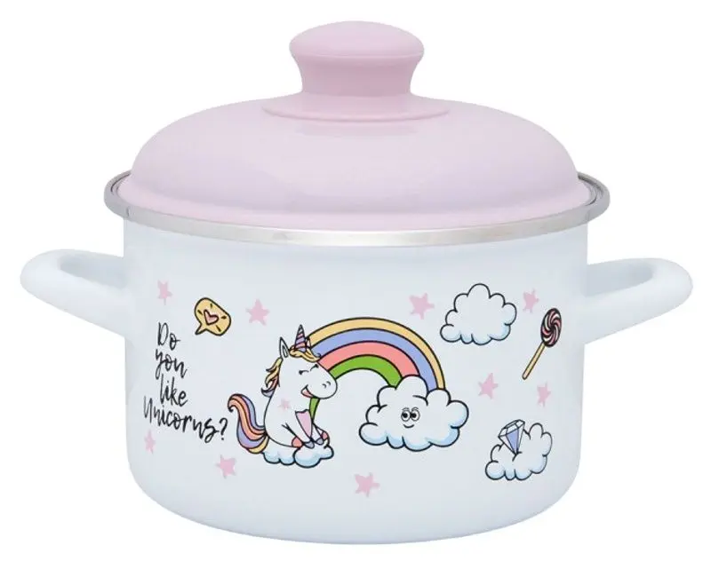 Cratita cu capac Metalac Unicorn 2L (White/Pink)