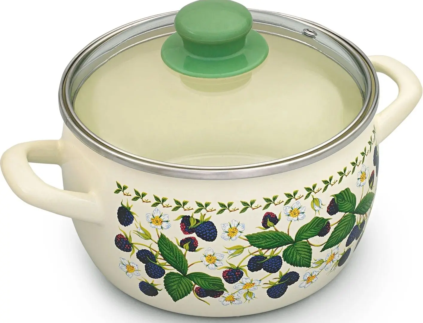 Кастрюля с крышкой Metrot Blackberry 5.7L (Beige/Green)