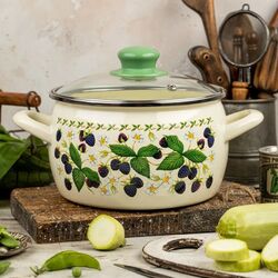 Кастрюля с крышкой Metrot Blackberry 5.7L (Beige/Green) Thumb