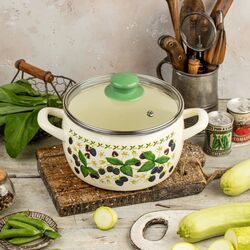 Кастрюля с крышкой Metrot Blackberry 5.7L (Beige/Green) Thumb