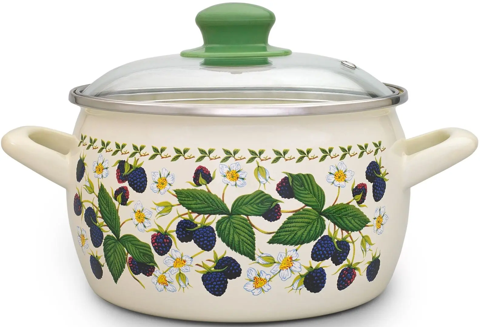 Кастрюля с крышкой Metrot Blackberry 5.7L (Beige/Green)