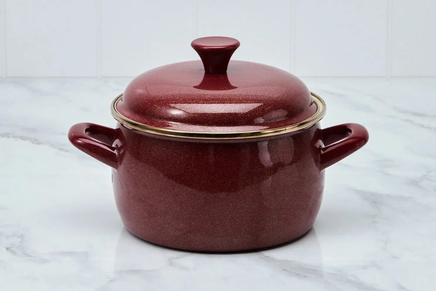 Oala cu capac Metrot Bordo 2.4L (White/Bordeaux) - 2