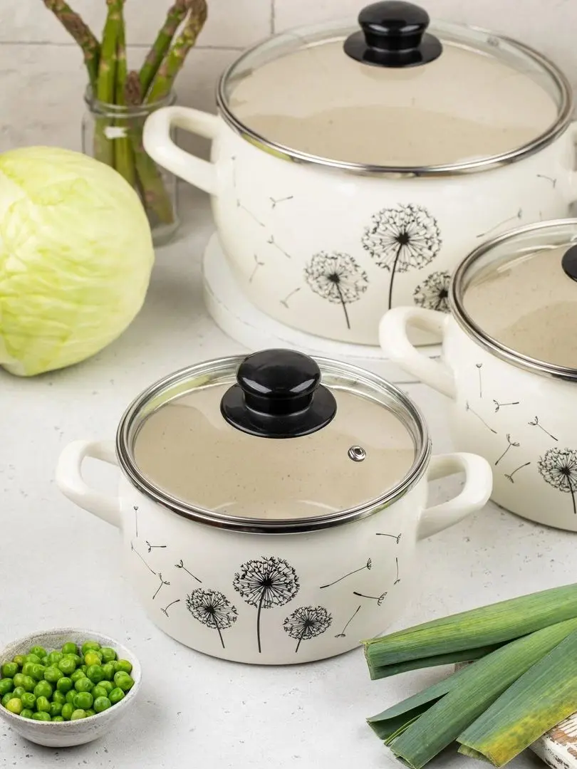 Кастрюля с крышкой Metrot Dandelion 3.3L (Beige)