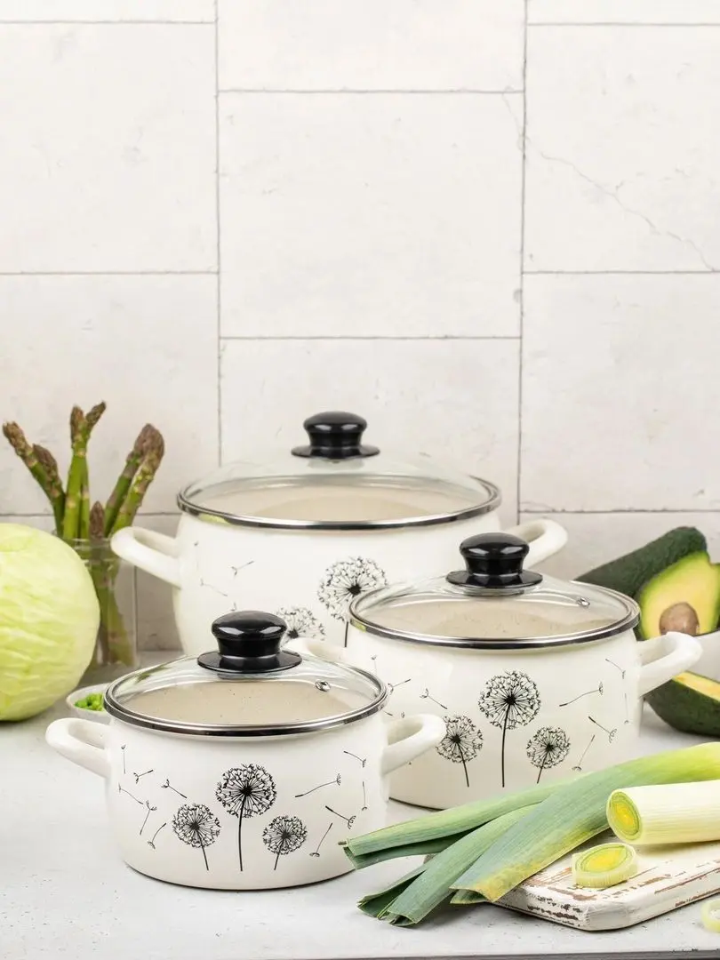 Кастрюля с крышкой Metrot Dandelion 3.3L (Beige)