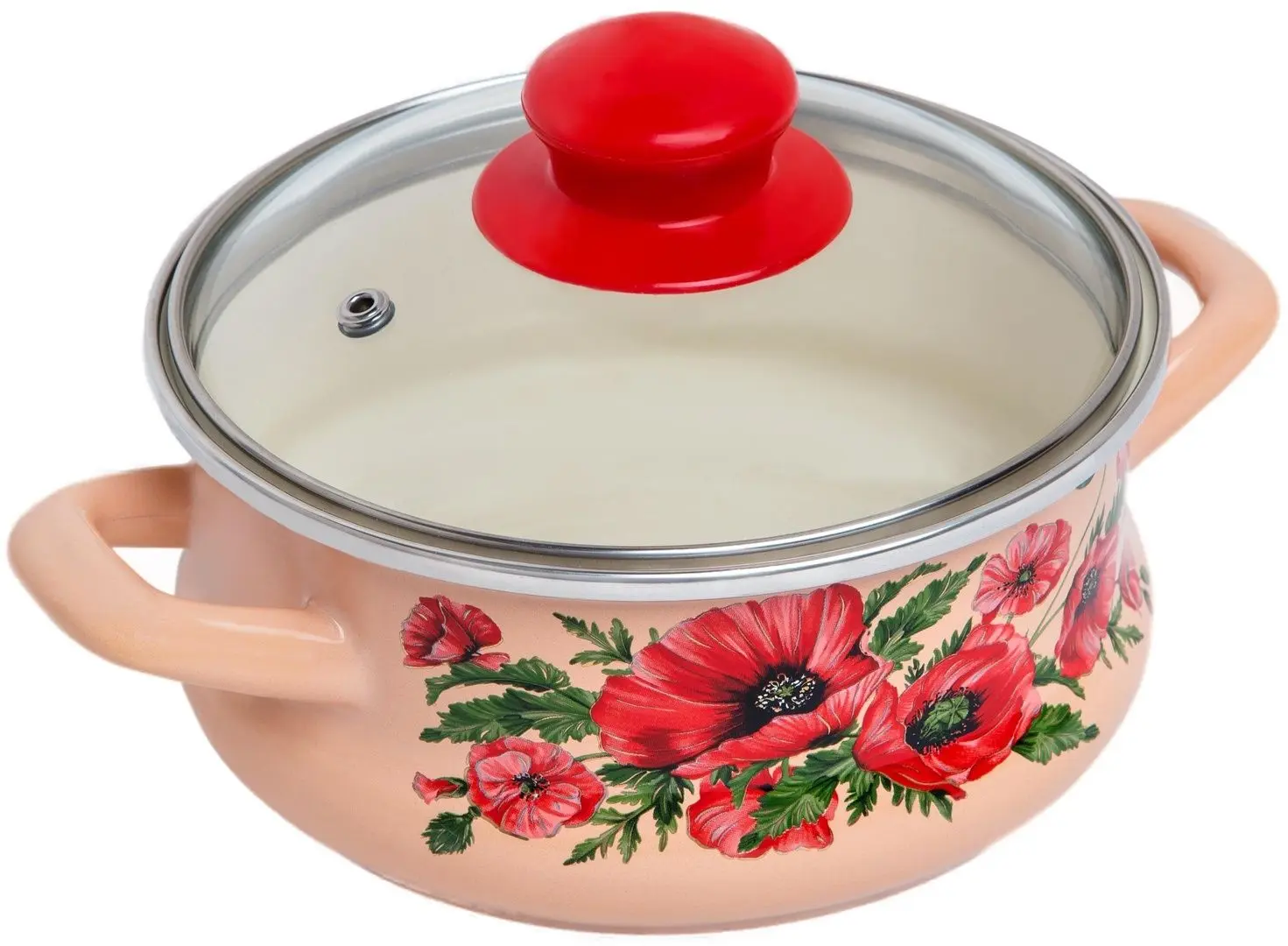 Oala cu capac Metrot Maki 1.5L (Beige/Red)