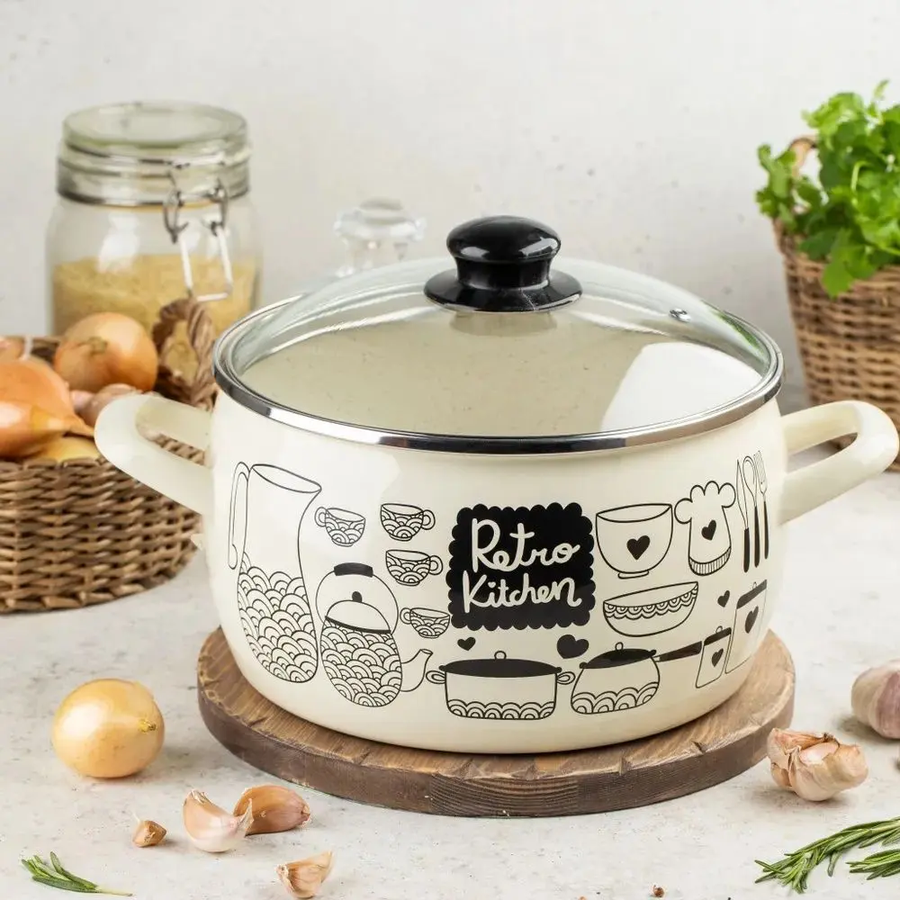 Кастрюля с крышкой Metrot Retro 7.9L (Beige)