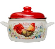 Cratita cu capac Metrot Rooster 4.3L (White/Red)