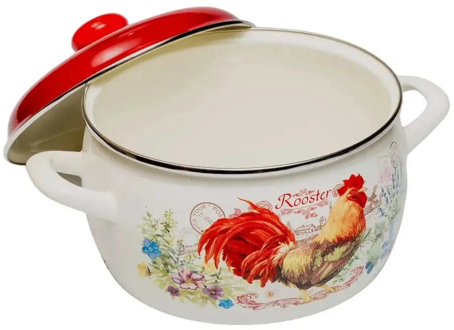 Cratita cu capac Metrot Rooster 4.3L (White/Red) - 3