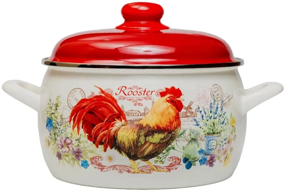 Cratita cu capac Metrot Rooster 4.3L (White/Red)