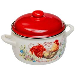 Кастрюля с крышкой Metrot Rooster 5.3L (White/Red) Thumb