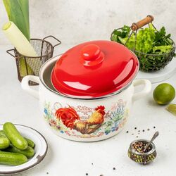 Кастрюля с крышкой Metrot Rooster 5.3L (White/Red) Thumb