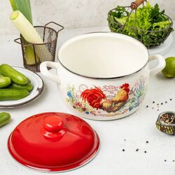Кастрюля с крышкой Metrot Rooster 5.3L (White/Red) Thumb