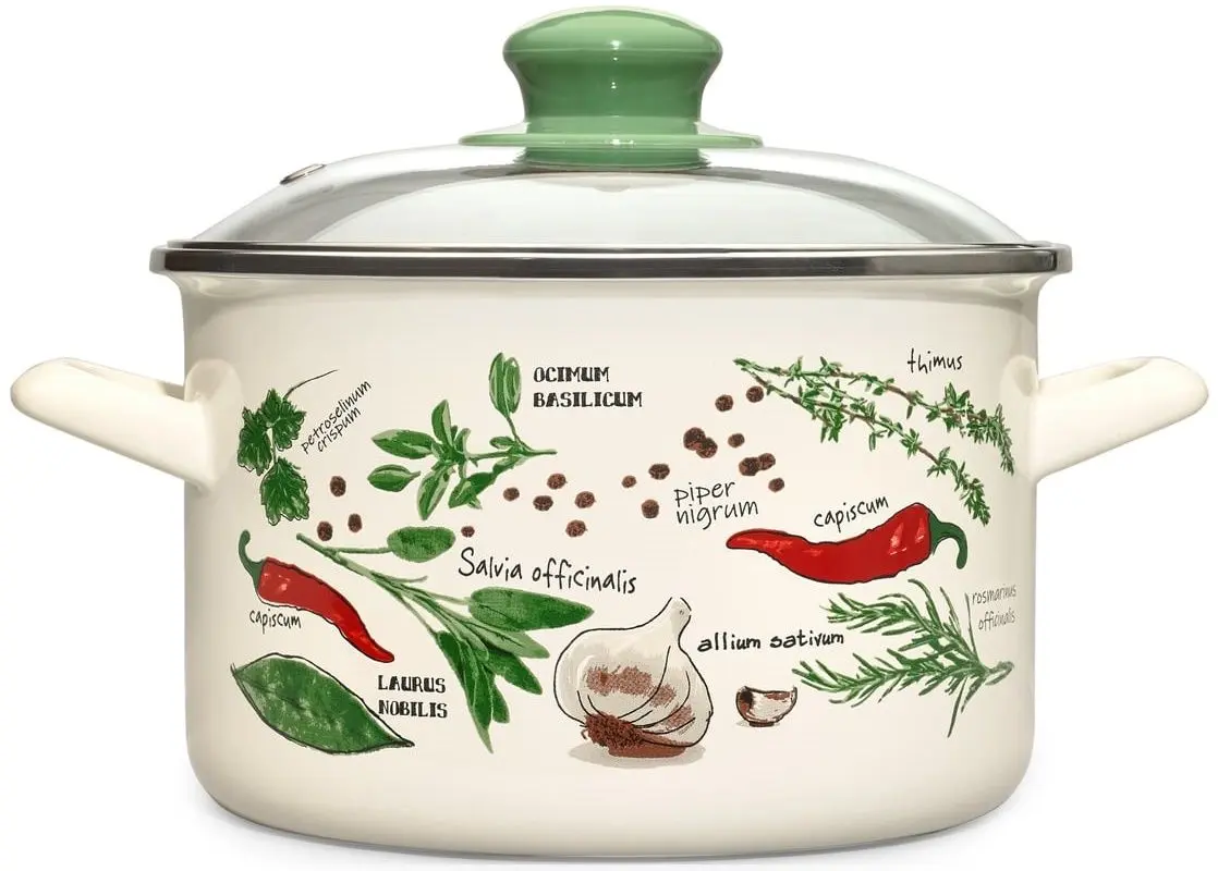 Cratita cu capac Metrot Spices 2L (Beige/Green)