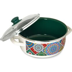 Кастрюля с крышкой Metrot Sultana 3.2L (White/Green) Thumb