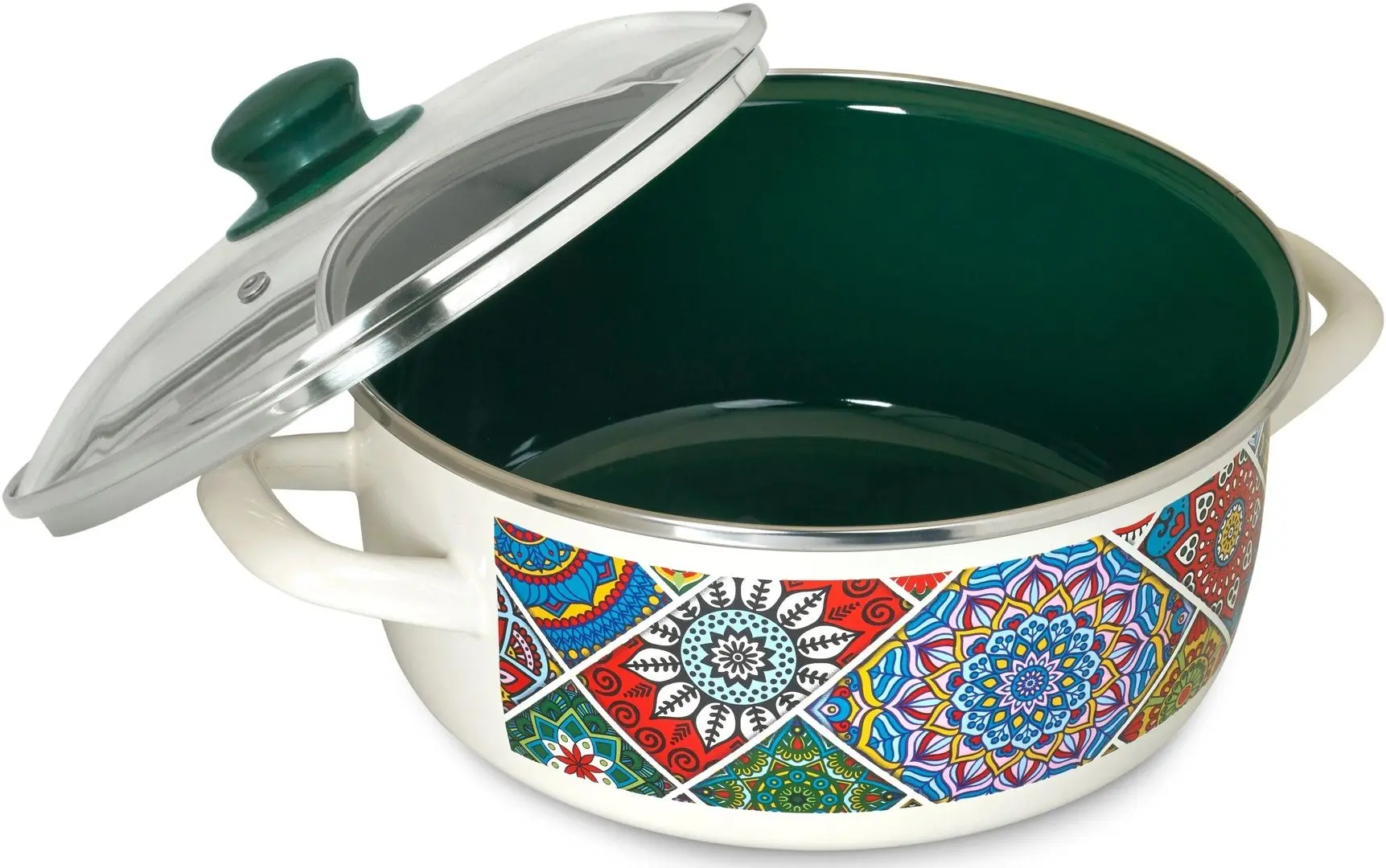 Кастрюля с крышкой Metrot Sultana 3.2L (White/Green)