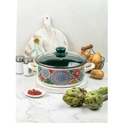 Кастрюля с крышкой Metrot Sultana 3.2L (White/Green) Thumb