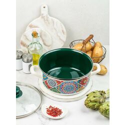 Кастрюля с крышкой Metrot Sultana 3.2L (White/Green) Thumb