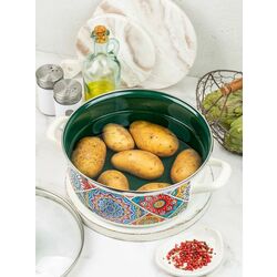 Кастрюля с крышкой Metrot Sultana 3.2L (White/Green) Thumb