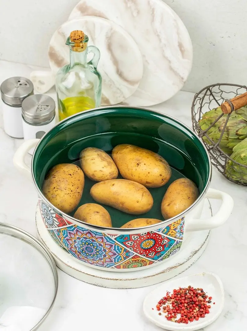 Кастрюля с крышкой Metrot Sultana 3.2L (White/Green)