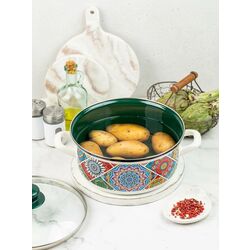 Кастрюля с крышкой Metrot Sultana 3.2L (White/Green) Thumb