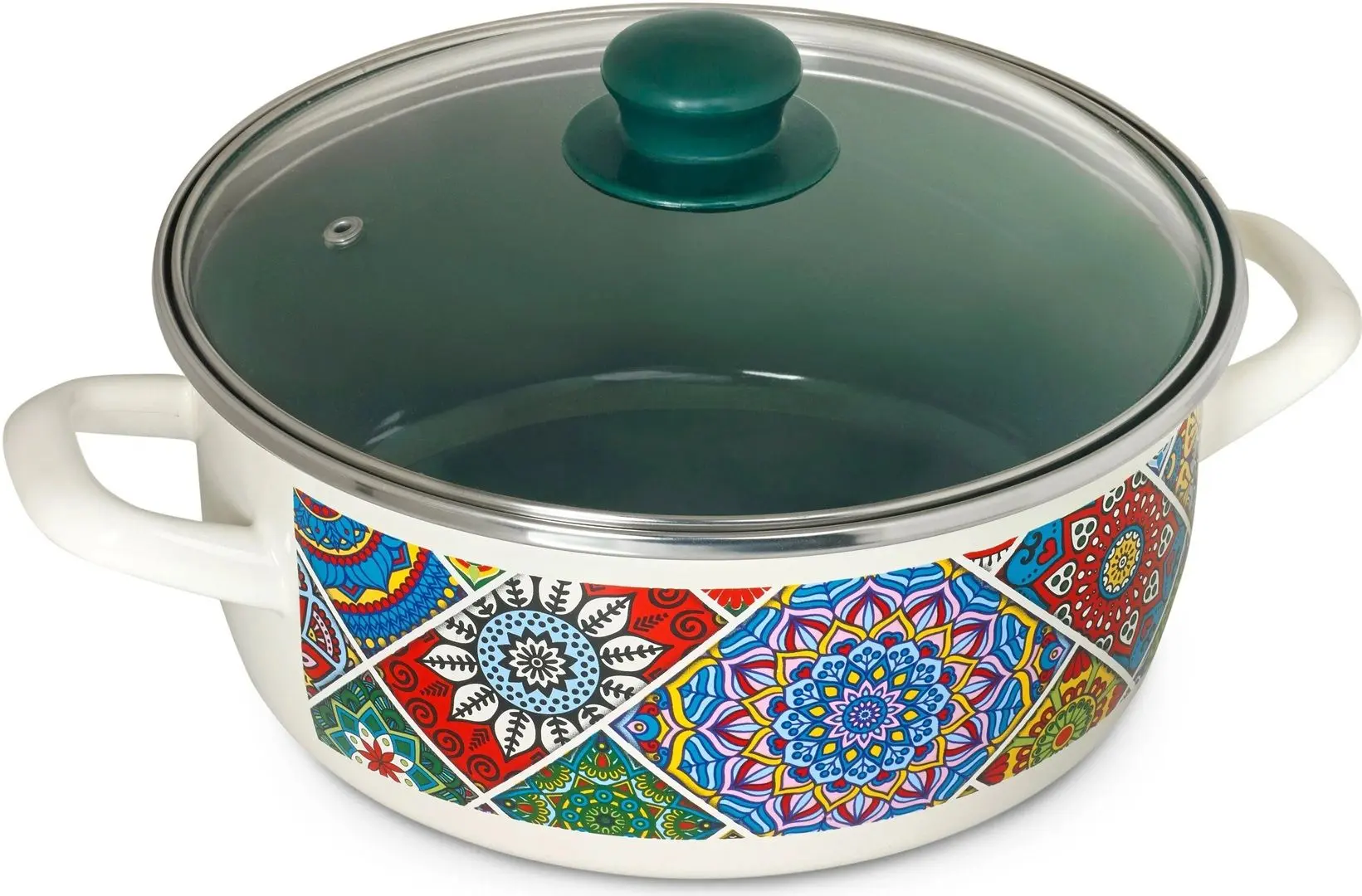 Кастрюля с крышкой Metrot Sultana 3.2L (White/Green)