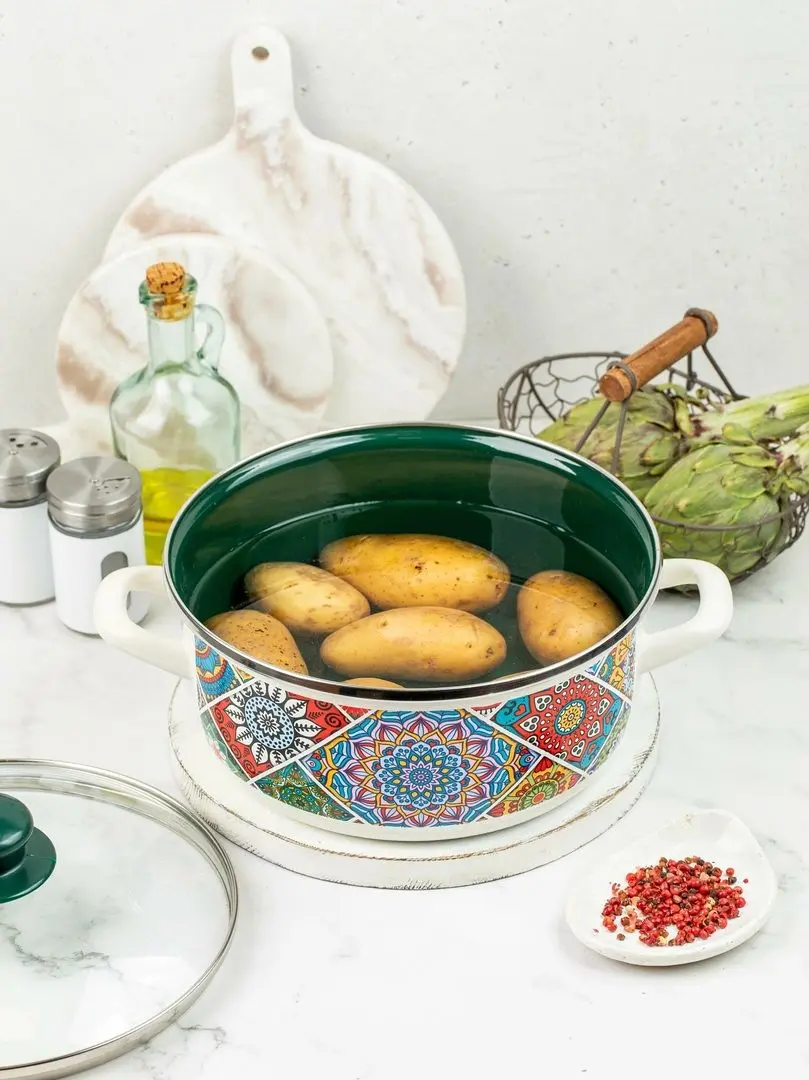 Кастрюля с крышкой Metrot Sultana 4.75L (White/Green)