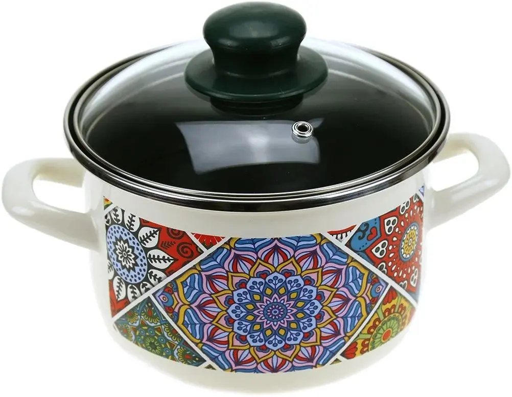 Кастрюля с крышкой Metrot Sultana 4.75L (White/Green)