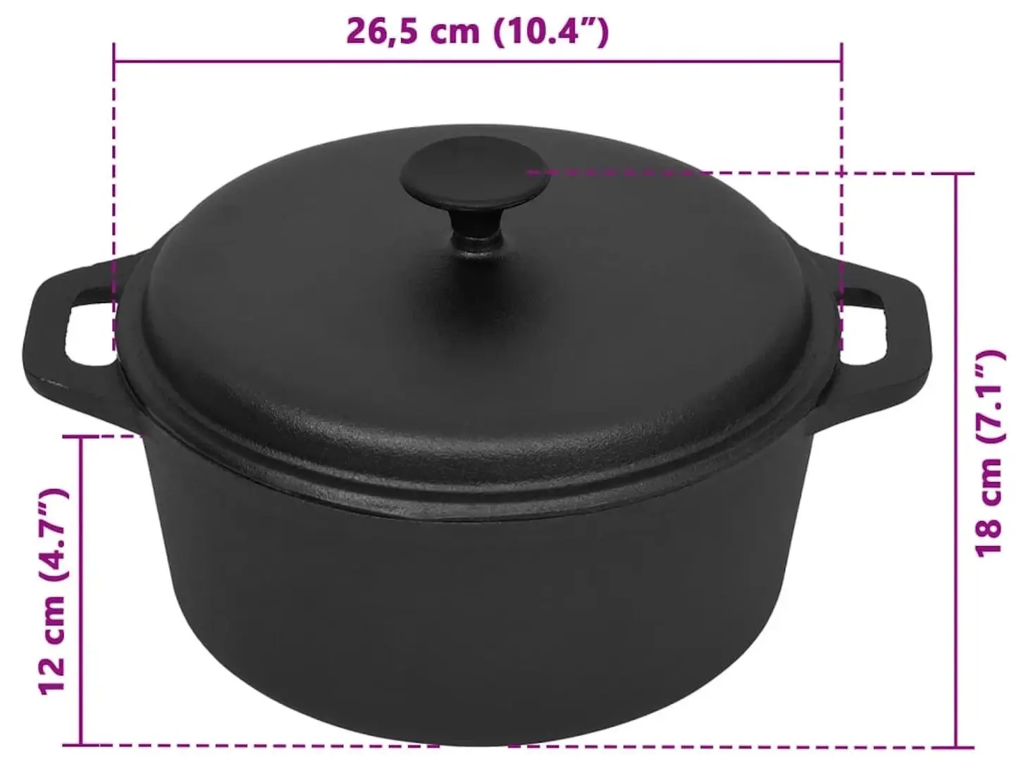 Кастрюля с крышкой VidaXL 313362 5L (Black)