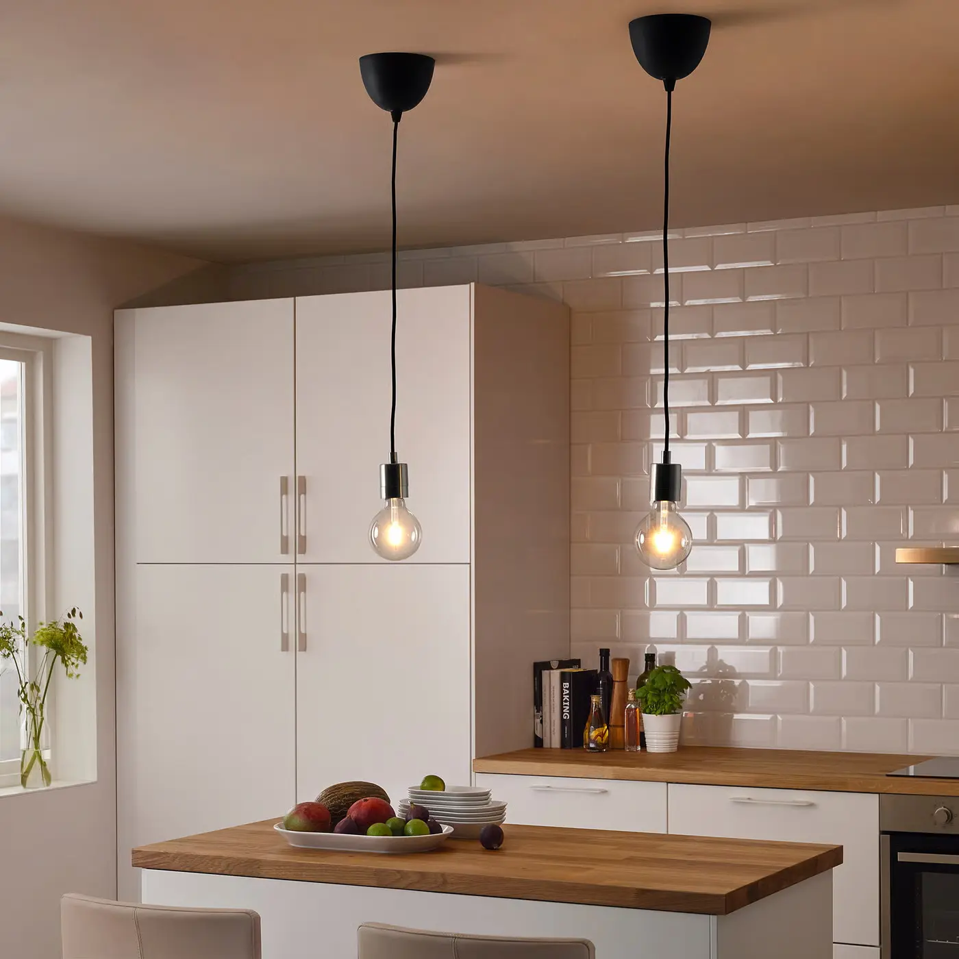 Set cablaj lampă Ikea Skaftet textil nichelat 1.4m (Black/Nichel)