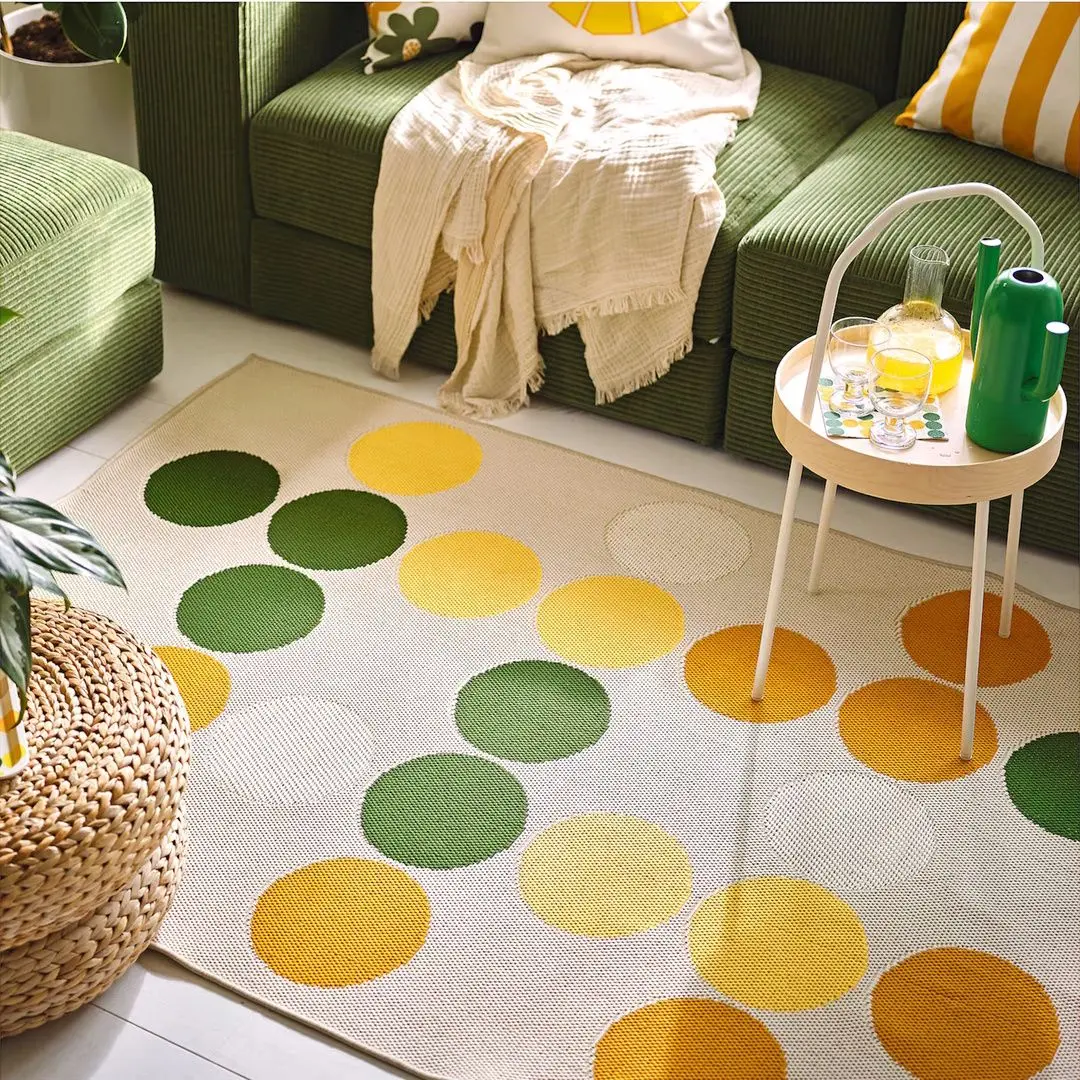 Ковер безворсовый Ikea Broggan для дома/улицы/в горошек 133x195 (Разноцветный) - 4