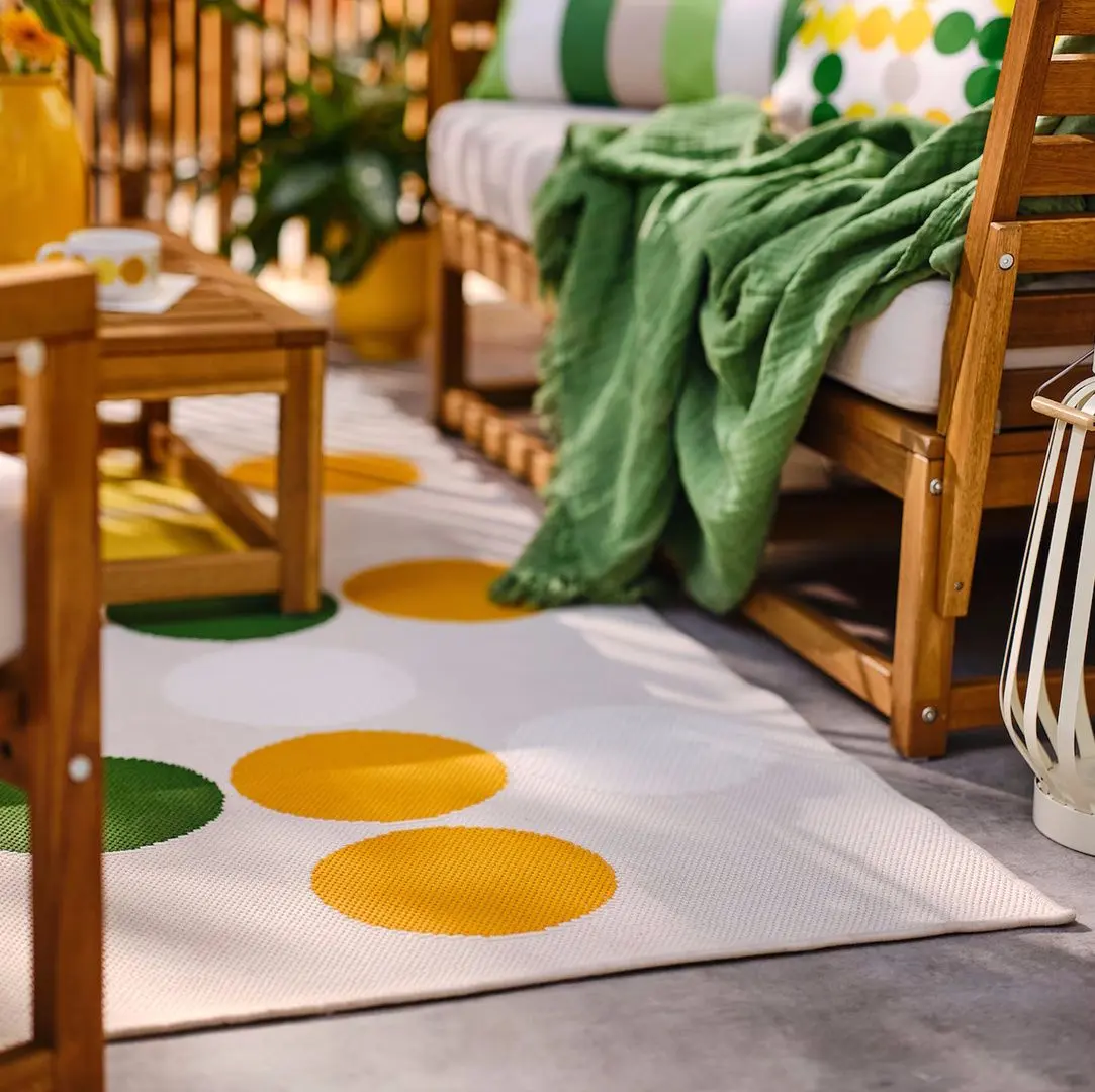 Ковер безворсовый Ikea Broggan для дома/улицы/в горошек 133x195 (Разноцветный) - 5