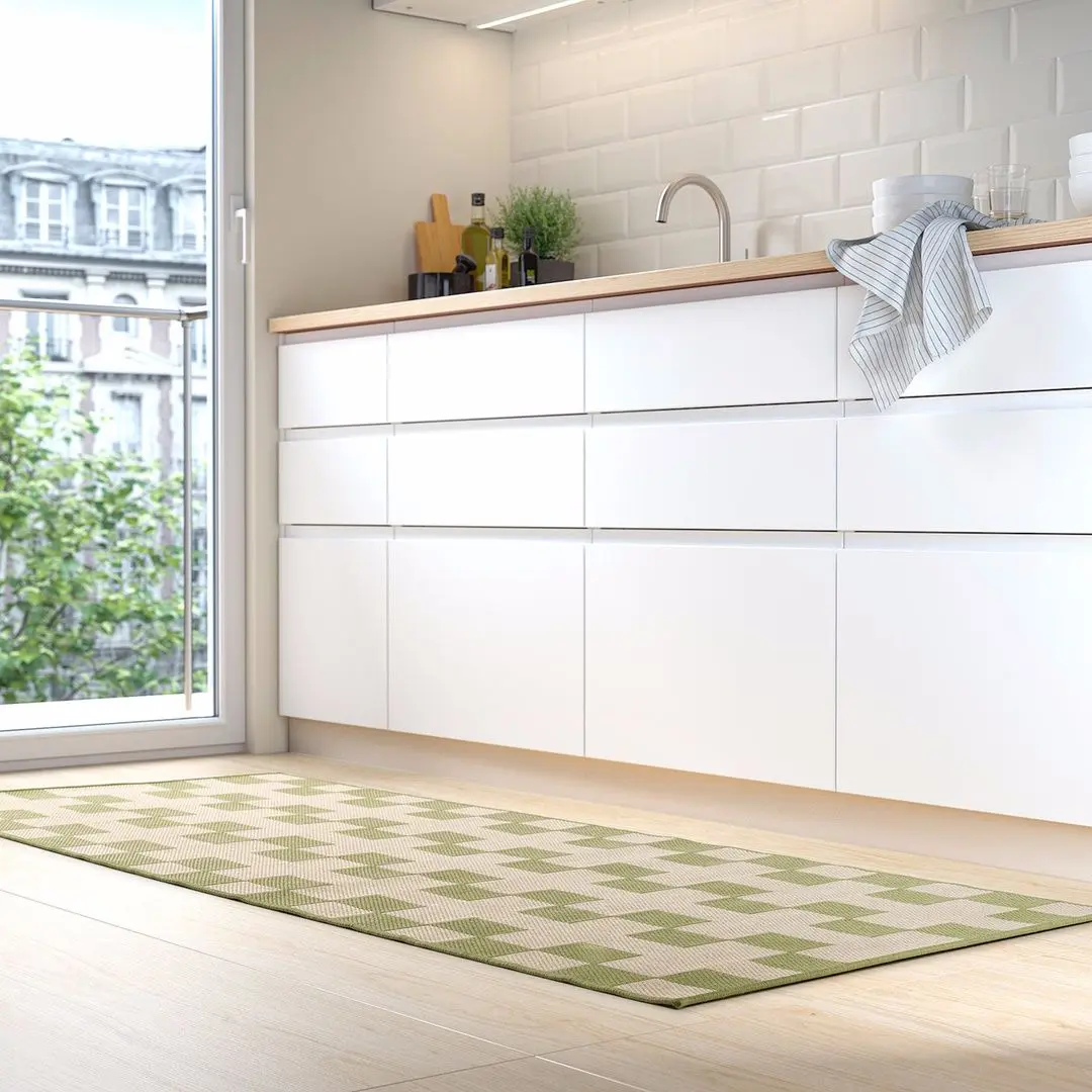 Ковер безворсовый Ikea Gangstig 80x200 (Зеленый/Белый) - 5