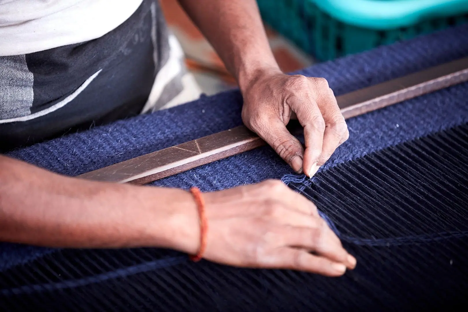 Ковер безворсовый Ikea Lovrup ручная работа 133x195 (Синий) - 6