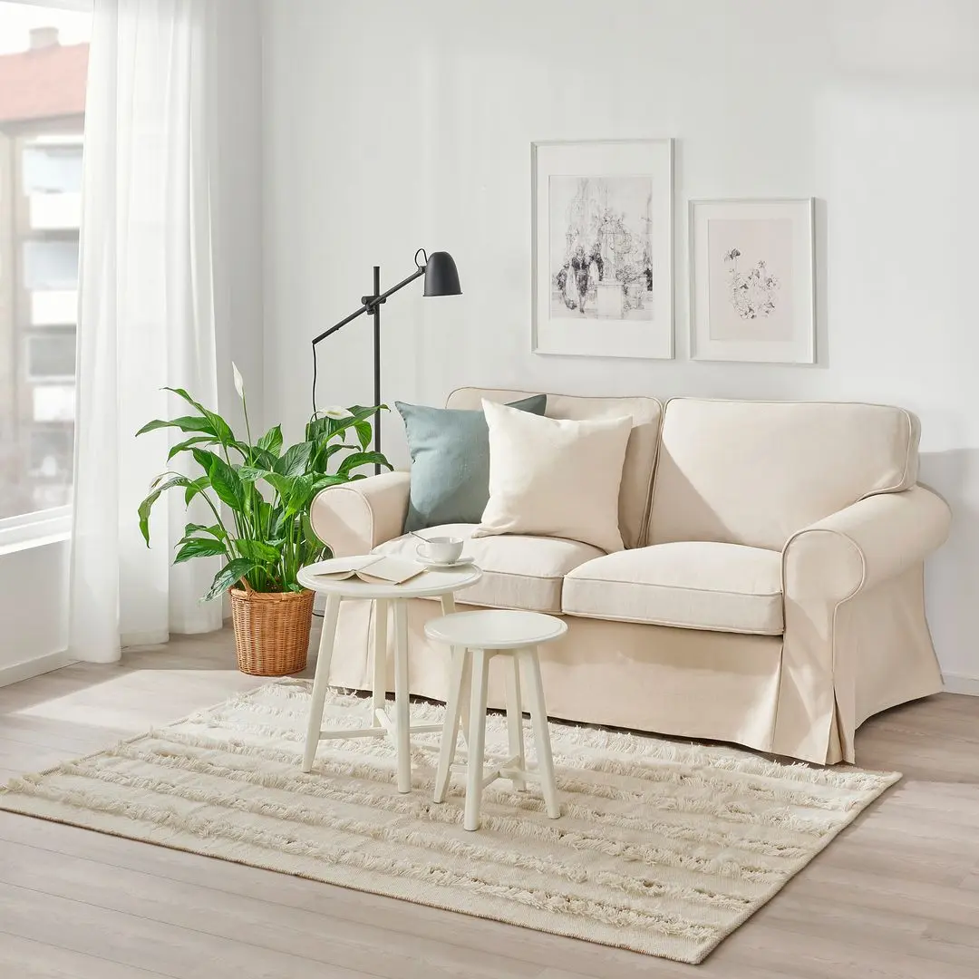 Ковер безворсовый Ikea Pedersborg 133x195 (Натуральный/Белый) - 2