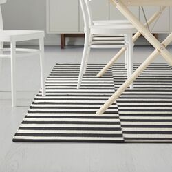 Covor ţesătură plată Ikea Stockholm manual 250x350 (Dungat Negru/Alb Pal) Thumb