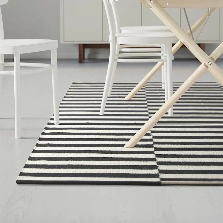Covor ţesătură plată Ikea Stockholm manual 250x350 (Dungat/Negru/Alb pal) - 3